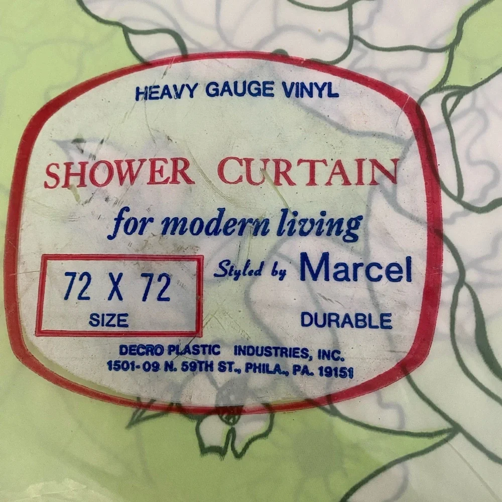 Shower Curtain Vintage Heavy Gauge Vinyl New in Package Green Floral